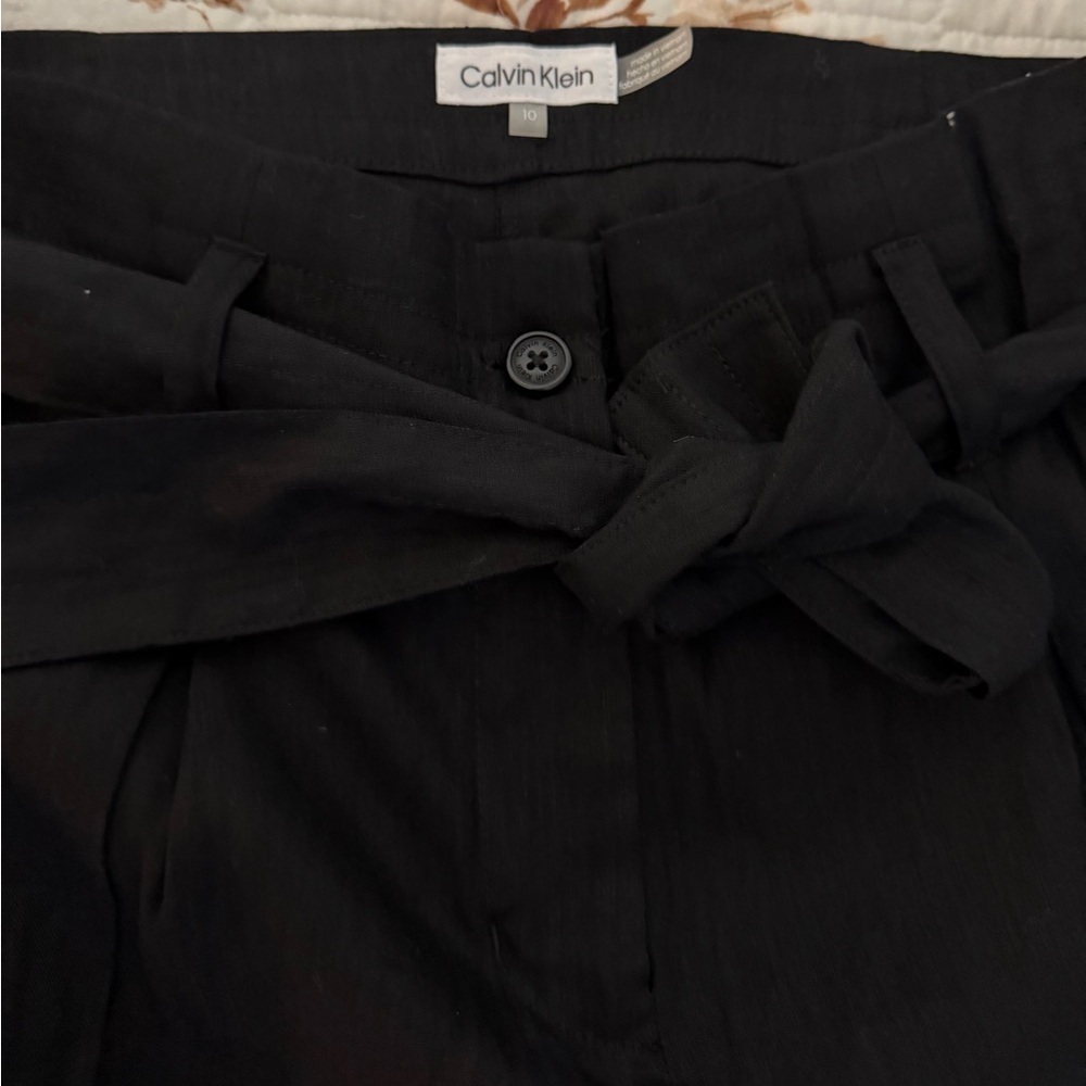 Calvin Klein Charcoal Tie-Waist Trousers